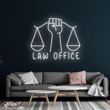 Biz Bu İşin Keyif Kısmındayız Hukuk Bürolarına Özel Law Offıce Yazılı Terazi Figürlü Neon Tabela