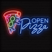 Biz Bu İşin Keyif Kısmındayız Open Pizza Yazılı Neon Tabela
