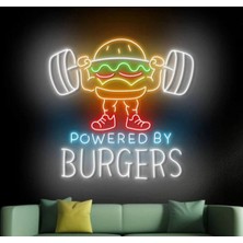 Biz Bu İşin Keyif Kısmındayız Powered By Burgers Yazılı ve Şekilli Neon Tabela