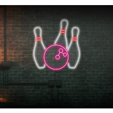 Biz Bu İşin Keyif Kısmındayız Bowling Topu ve Lobutu Şekilli Neon Tabela