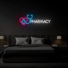 Biz Bu İşin Keyif Kısmındayız Pharmacy Yazılı ve Şekilli Neon Tabela
