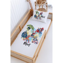 Lilabio %100 Pamuk Isme Özel Montessori Yatak Pike Seti 100X200 Super Kahramanlar