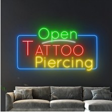 Biz Bu İşin Keyif Kısmındayız Open Tattoo Piercing Yazılı Neon Tabela