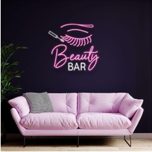 Biz Bu İşin Keyif Kısmındayız Beauty Bar Yazılı Kirpik Figürlü Neon Tabela
