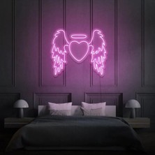 Biz Bu İşin Keyif Kısmındayız Kanatlı Kalp Şekilli Neon Tabela