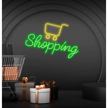 Biz Bu İşin Keyif Kısmındayız Shopping Yazılı ve Şekilli Neon Tabela