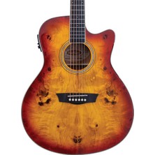 Washburn Dfbacea Deep Forest Burl Ace Amber Fade Elektro Akustik | Kesik Kasa Sahne Preamp Sistemi