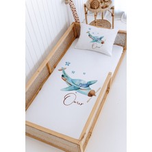 Lilabio %100 Pamuk Isme Özel Montessori Yatak Pike Seti 100X200 Uçak