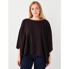 Jimmy Key Kahve Melanj Kayık Yaka Yarasa Kol Yumuşak Dokulu Bluz