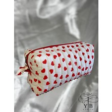 El Yapımı Kırmızı Kalpli Organizer Çanta