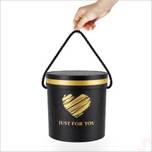 Süsle Bebek ve Parti Just For You Silindir Hediye Kutusu 18,5 cm Büyük Boy – Siyah