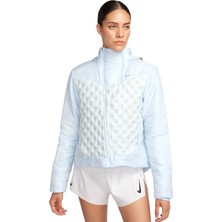 Nike Therma Fit Adv Repel Aeroloft Running Full Zip Hoodie Kadın Bol Kesim Kaz Tüyü Kapüşonlu Ceket Açık Mavi