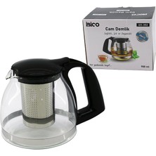 Go İthalat 900ML Cam Demlik Çelik Süzgeçli - Plastik Kulp - Kapak - Krom Çerçeve (4832)