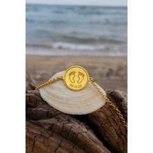 DMR Elegance 925 Ayar Gümüş Zincirli Kişiye Özel Bebek Künye Bileklik – Bujiteri Yuvarlak Plaka