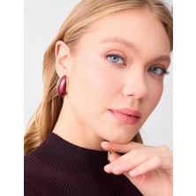 Jimmy Key Bordo Büyük Damla Taş Figürlü Küpe