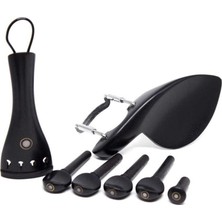 Carlovy Mve-S-14 Keman Aksesuar Seti - Abanoz (Eğitim - 1/4 Boy) | Komple Set: 4 Burgu, 1 Kuyruk, 1 Çenelik ve 1 Endpin; Yüksek Kaliteli Siyah Abanoz | Uyum: 1/4 (Küçük Boy) Kemanlar