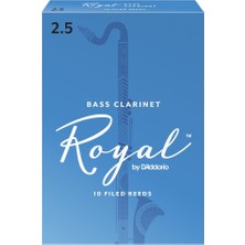 D'addario REB1025 Royal Bas Klarnet Kamışı No: 2.5 (Orta Seviye/eğitim) - 10'lu Paket | Esnek Yapı, Kolay Ses Üretimi ve Derin Alt Tonlar