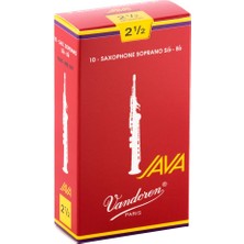 Vandoren SR3025R Java Red Cut Soprano Saksafon Kamışı No: 2.5 (Profesyonel/caz) - 10'lu Kutu | Dengeli Sertlik, Hızlı Tepki ve Modern Caz Tınısı