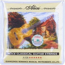 Alice AC106-N Klasik Gitar Teli (Normal Tansiyon) | Kristal Naylon Tizler Gümüş Kaplama Bakır Sargı Baslar Başlangıç ve Orta Seviye Için Ideal