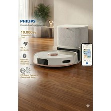 Philips Otomatik Istasyonlu Islak Kuru Robot Süpürge 10.000 Pa Güç Çift Döner Mop Teknolojisi Yasaklı Alan Seçimi ve Çok Katlı Haritalama Özelliği