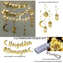 Pandoli Gün Işığı Pilli LED Ramazan Yazısı ve 5 Adet Sarkıt Süs Ramazan Köşesi Seti