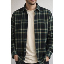 Varetta Erkek Yeşil Oduncu Gömlek Kalın Kışlık Cepli Geniş Kesim