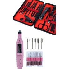 Astraltech Elektrikli Manikür Pedikür Seti Ikili Set 17 Parça Tırnak Bakımı Nasır Temizleme Tırnak Şekillendirme