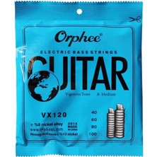 Orphee VX120 Bas Gitar Teli Seti (Orta Seviye - Nikel Kaplama) | Çelik Çekirdek, Güçlü Bas Frekansları, Korozyona Dayanıklı Yapı, Uzun Ömürlü Sinyal Gücü | Uyum: 4 Telli Standart Bas Gitarlar