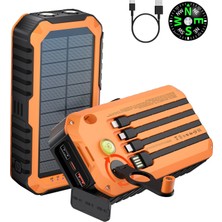 Always Teknoloji 20000 Mah Solar Powerbank - El Kranklı, Dahili Kablolu Taşınabilir Su Geçirmez Powerbank