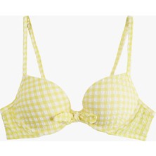 Koton Fiyonklu Pötikare Desenli Push-Up Bikini Üstü