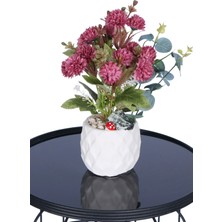 Yapay Çiçek Sitesi Beton Saksıda Yapay Top Krizantem Bordo