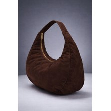 World Star Süet Yarım Ay Kadın Oval Omuz Kol Çanta Çift Fermuarlı Çanta