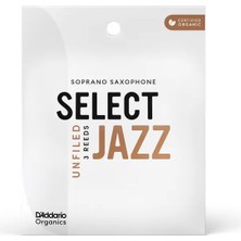 D'addario ORRS03SSX3S Organic Select Jazz Unfiled Soprano Saksafon Kamışı No: 3 Soft (Profesyonel/caz) - 3'lü Paket | Kimyasalsız Organik Tarım Sertifikalı, Üstün Projeksiyon ve Net Caz Tınısı