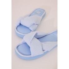 Women Secret Mavi Çizgili Bantlı Ev Terlik