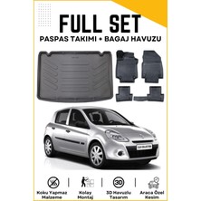 Renault Clio 3 Hatchback 2007-2008-2009-2010-2011-2012 Model Birebir Uyumlu Bagaj Havuzu+Paspas Seti