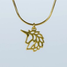 DMR Elegance 925 Ayar Unicorn Figürlü Altın Kaplama Gümüş Kadın Kolye