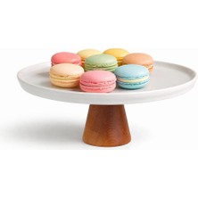 Porselen Sunumluk Ahşap Ayaklı Sunumluk Meyvelik Salata Kasesi Sunum Tabağı