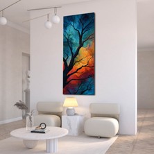 Meteor Medya Soyut Ağaç Desenli Dikey Kanvas Tablo – Modern Renkli Duvar Dekoru
