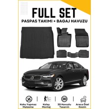 Volvo S90 2023 Model Birebir Uyumlu Bagaj Havuzu+Paspas Seti