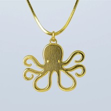 DMR Elegance 925 Ayar Ahtapot Figürlü Altın Kaplama Gümüş Kadın Kolye