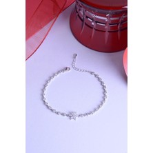 INNUENDO JEWELRY 925 Ayar Gümüş Çiçek Desenli Taşlı Bileklik