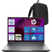 Hp Zbook Fury G1I Intel Ultra 9 285HX Ddr5 192GB 1tb SSD 24GB/RTXPRO5000 Wuxga 400NITWi-Fi 7+Bt 5.4 Windows 11 Pro Aı Iş Istasyonu 5F9T8ESP46 + Zettaçanta