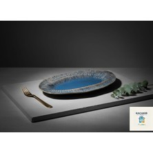 Kachkırhome Porselen Kayık Tabak Sunumluk Servis Için Dekoratif Lacivert Marine Model 34CM