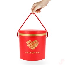 Süsle Bebek ve Parti Just For You Silindir Hediye Kutusu 18,5 cm Büyük Boy – Kırmızı