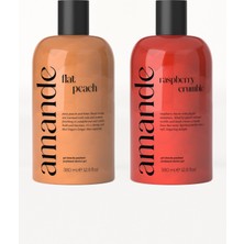 Amande Flat Peach Şeftali ve Kan Portakalı Aromalı ve Raspberry Crumble Ahududu Parfümlü Duş Jeli