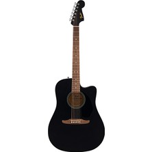 Fender 0974010506 California Debut Redondo Ce Elektro Akustik Gitar (Siyah) | Dreadnought Gövde Kesik Kasa (Cutaway) ve Dahili Preamp Sistemi