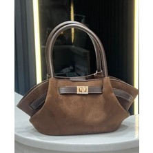 Legend Aksesuar Kadın Londra Model Büzgü Detaylı Süet El ve Omuz Çantası