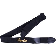 Fender 0990662070 Fender Logo Gitar Askısı (Siyah/sarı) | Sarı Logolu Dikkat Çekici Siyah Polyester Askı