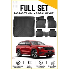 Skoda Kodiaq 2024-2025 Model Üst Birebir Uyumlu Bagaj Havuzu+Paspas Seti