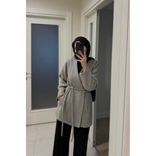 Merve Gültekin Herringbone Kaşe Ceket Gri